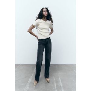 Zara Embellished Trim T-Shirt